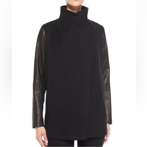Theory NAOMO Leather Sleeve Cashmere Jacket